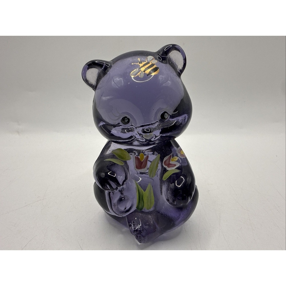 Fenton Amethyst Purple Smiles For You 2.75" Hand Painted Bear Original Sticker
